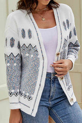 Printed V-Neck Buttoned Cardigan king-general-store-5710.myshopify.com