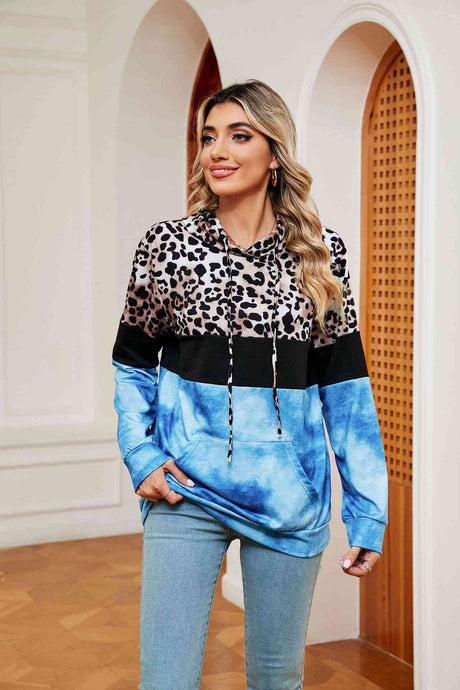 Leopard Drawstring Hoodie with Pocket king-general-store-5710.myshopify.com