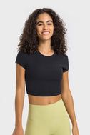 Round Neck Short Sleeve Cropped Sports T-Shirt king-general-store-5710.myshopify.com