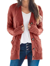 Cable-Knit Buttoned Cardigan with Pockets king-general-store-5710.myshopify.com