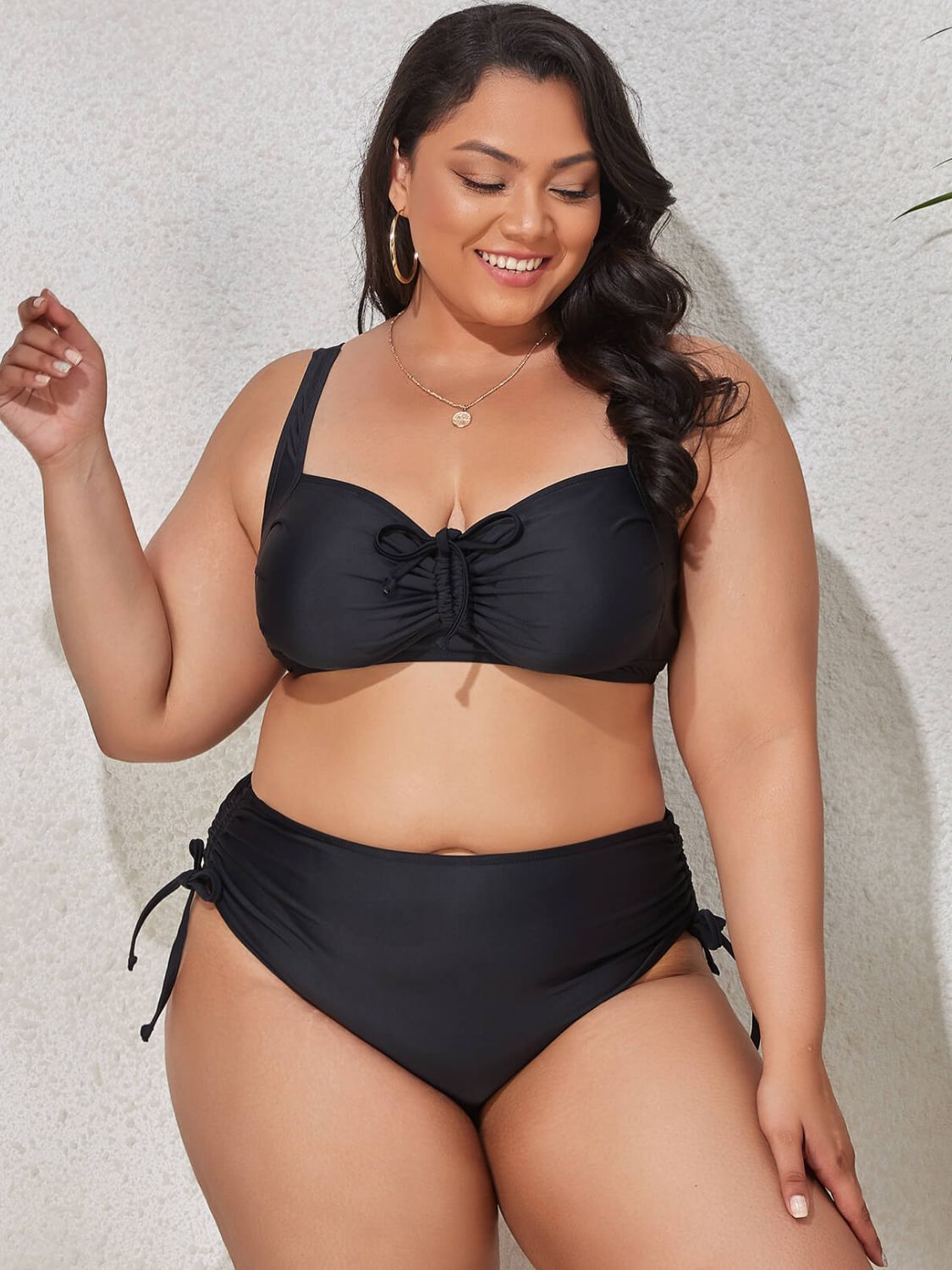 Plus Size Printed Drawstring Detail Bikini Set king-general-store-5710.myshopify.com