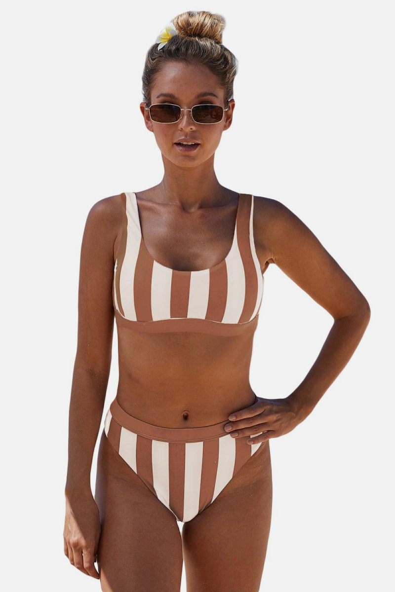 Striped Tank High Waist Bikini king-general-store-5710.myshopify.com