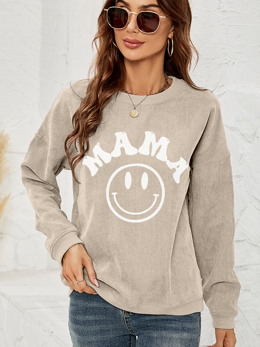 Round Neck Long Sleeve MAMA Graphic Sweatshirt king-general-store-5710.myshopify.com