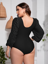 Plus Size Tied Deep V Balloon Sleeve One-Piece Swimsuit king-general-store-5710.myshopify.com