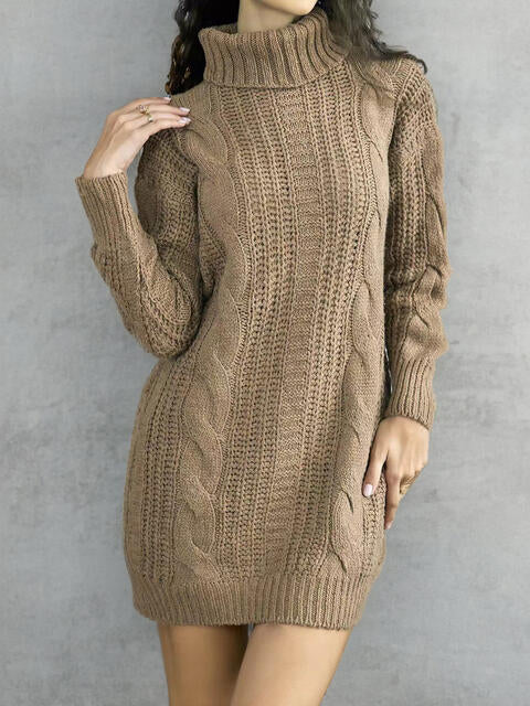 Turtleneck Ribbed Sweater Dress king-general-store-5710.myshopify.com