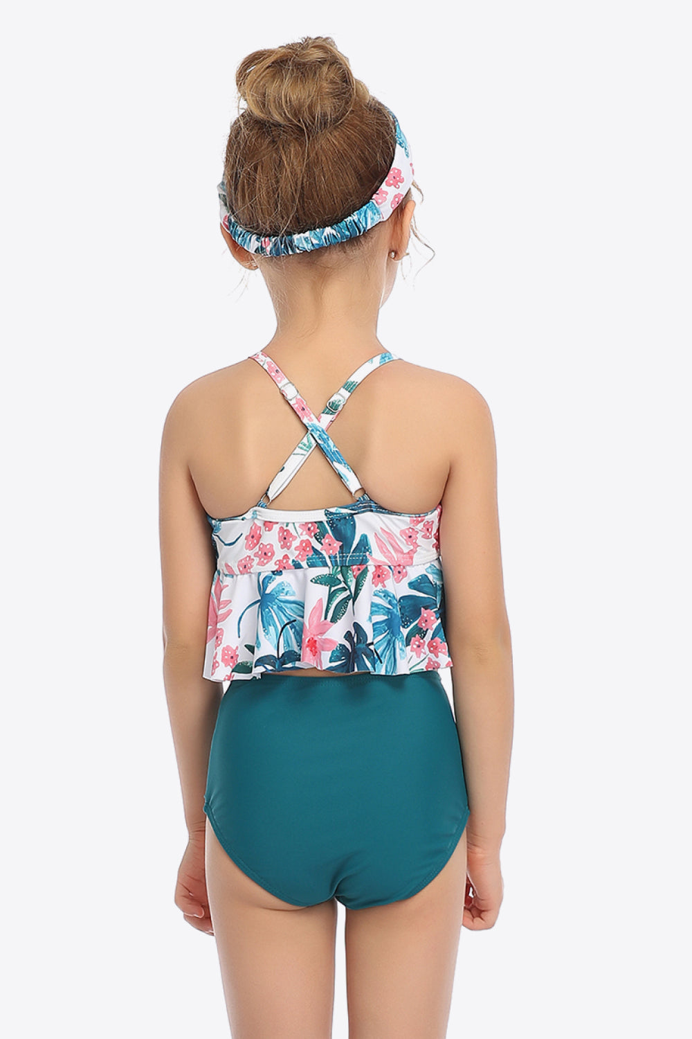 Botanical Print Crisscross Ruffled Two-Piece Swim Set king-general-store-5710.myshopify.com