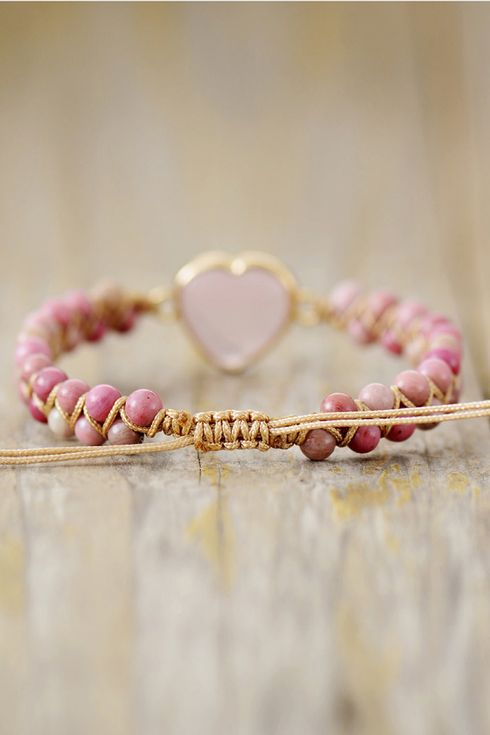 Rose Quartz Heart Beaded Bracelet king-general-store-5710.myshopify.com