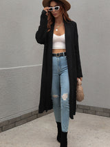 Double Take Waffle Knit Open Front Duster Cardigan With Pockets king-general-store-5710.myshopify.com