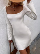 Tie Back Square Neck Long Sleeve Sweater Dress king-general-store-5710.myshopify.com