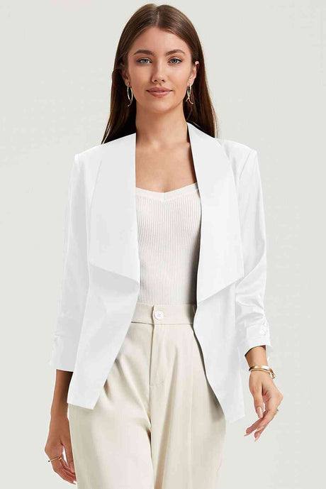 Ruched Open Front Blazer king-general-store-5710.myshopify.com
