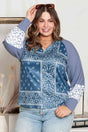 Plus Size V-Neck Printed Raglan Sleeve Blouse king-general-store-5710.myshopify.com