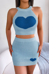 Heart Contrast Ribbed Sleeveless Knit Top and Skirt Set king-general-store-5710.myshopify.com