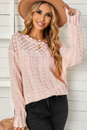 Openwork Scalloped Trim Knit Top king-general-store-5710.myshopify.com